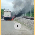 Video del furgón incendiado en la Zona Bananera.