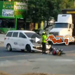 Accidente en la vía Ciénaga esta mañana entre moto y vehículo particular.